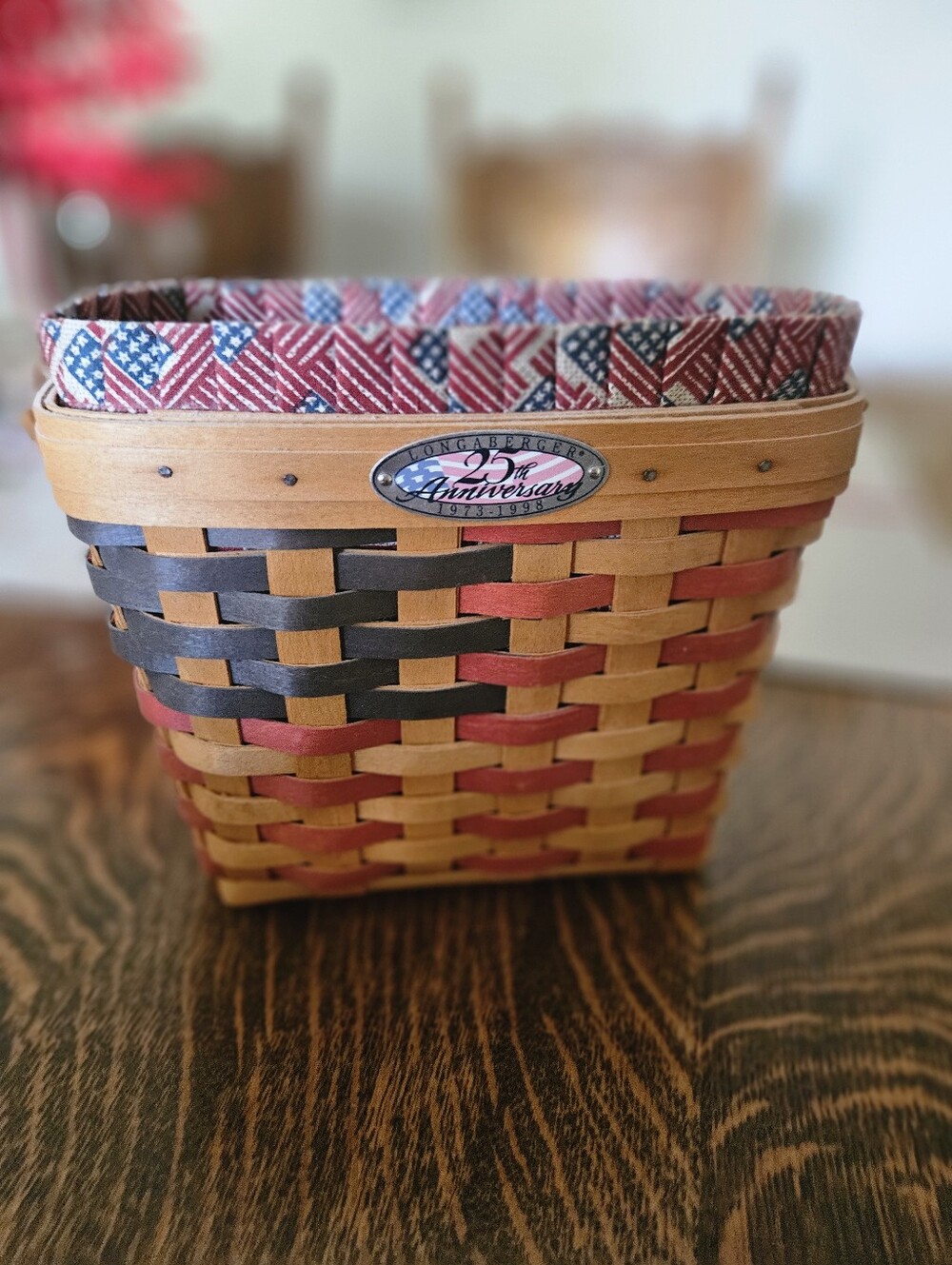 Longaberger Patriotic Red, Blue & Natural Woven Accent Basket